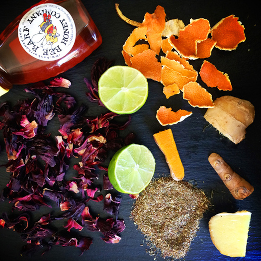 caffeine-free hibiscus iced tea at whollyrooted.com