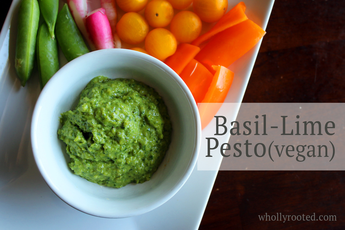 Vegan Basil-Lime Pesto @ WhollyRooted.com