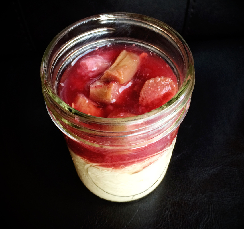 Dairy Free Cardamom Panna Cotta with Roasted Rhubarb on Top {wholly rooted}
