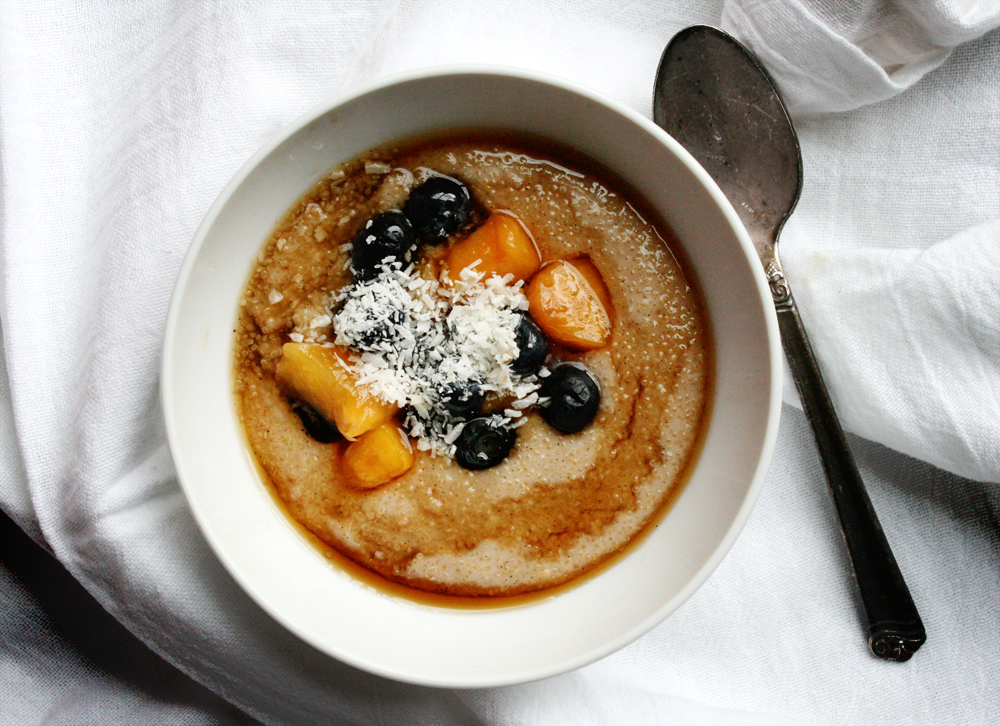 amaranth hot breakfast with fruit {wholly rooted}