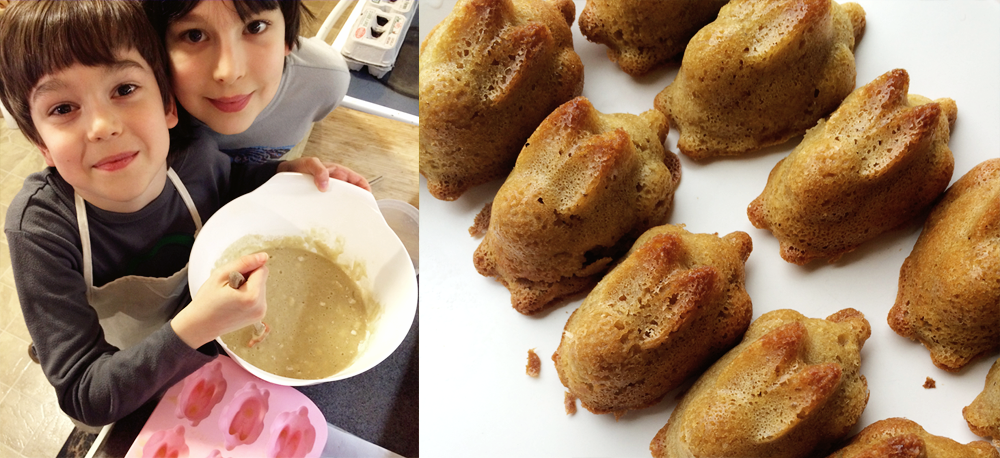 kids baking GF/DF bunny cakes  {wholly rooted}