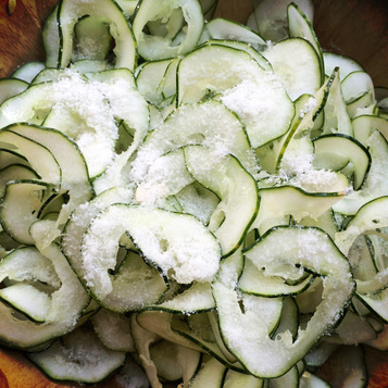 miso cucumber pickles in the making {wholly rooted}