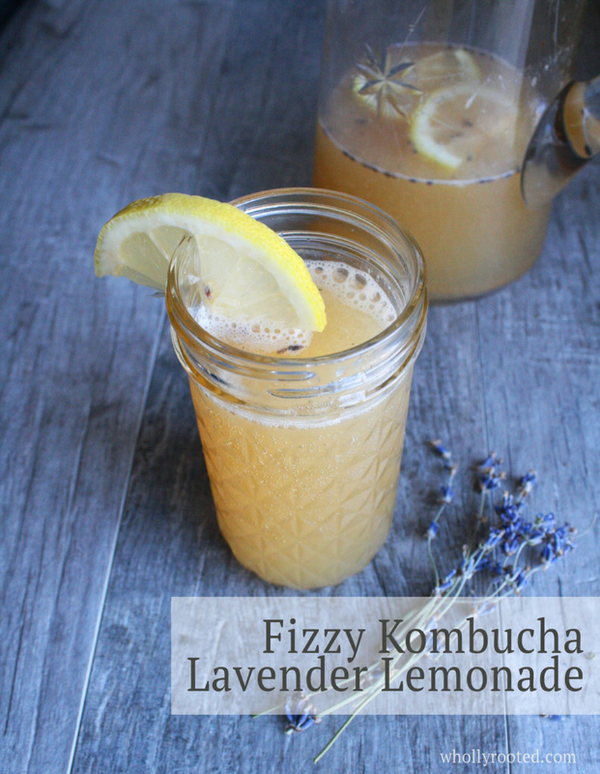 Fizzy Kombucha Lavender Lemonade @ WhollyRooted.com